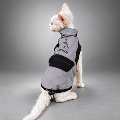 NEKOAN Handmade Cat Windbreaker Vest – Light Gray & Black