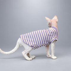 Lavender Stripe V-Neck Cat Shirt