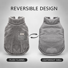 Reversible design with plush flannel on one side and a lightweight shell on the other.
