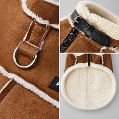 Faux Suede Sherpa Dog Coat