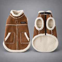 Faux Suede Sherpa Dog Coat