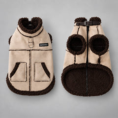 Faux Suede Sherpa Dog Coat