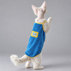Blue Striped Cotton Cat Shirt