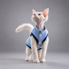 Waffle Fleece Cat Vest — Nordic Blue