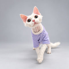 Lavender Stripe Crewneck Cat Shirt