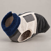 Slate Grey colorblock sherpa dog jacket shown on its own.