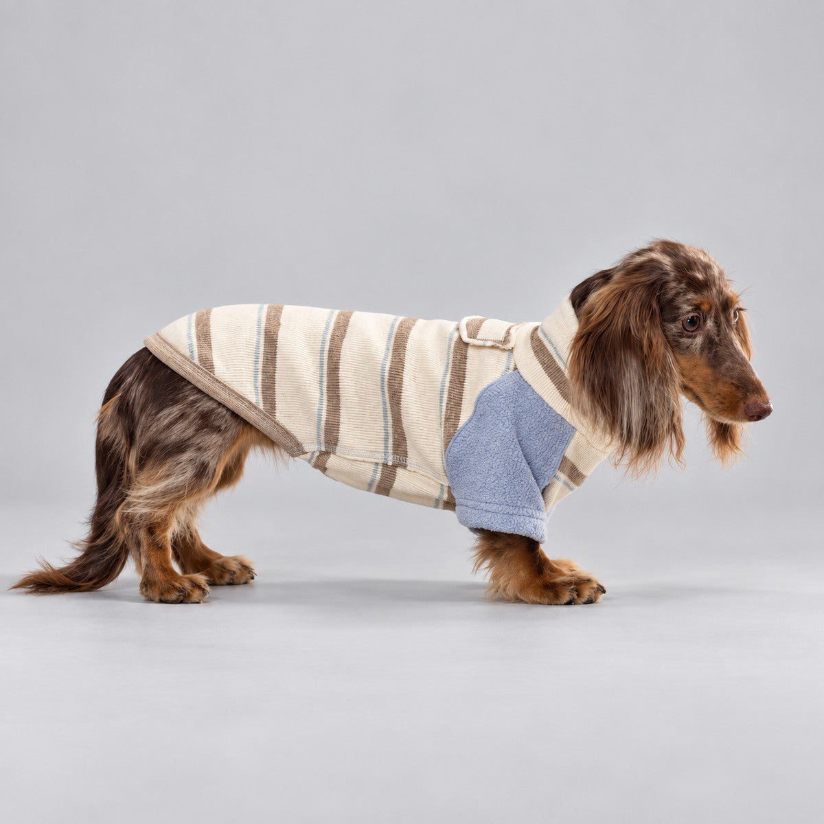 Fleece-Lined Striped Knit Pet Sweater