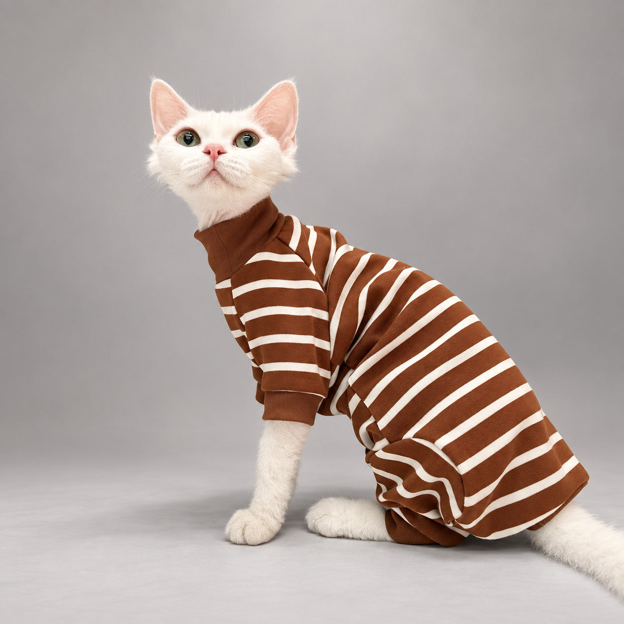 Cocoa Stripe Cotton Cat Jumpsuit