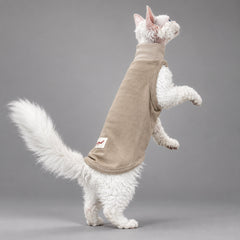 High-Neck Cotton Cat Vest — Taupe