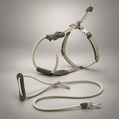 Sighthound Escape-Resistant Leather Rope Dog Harness & Leash Set