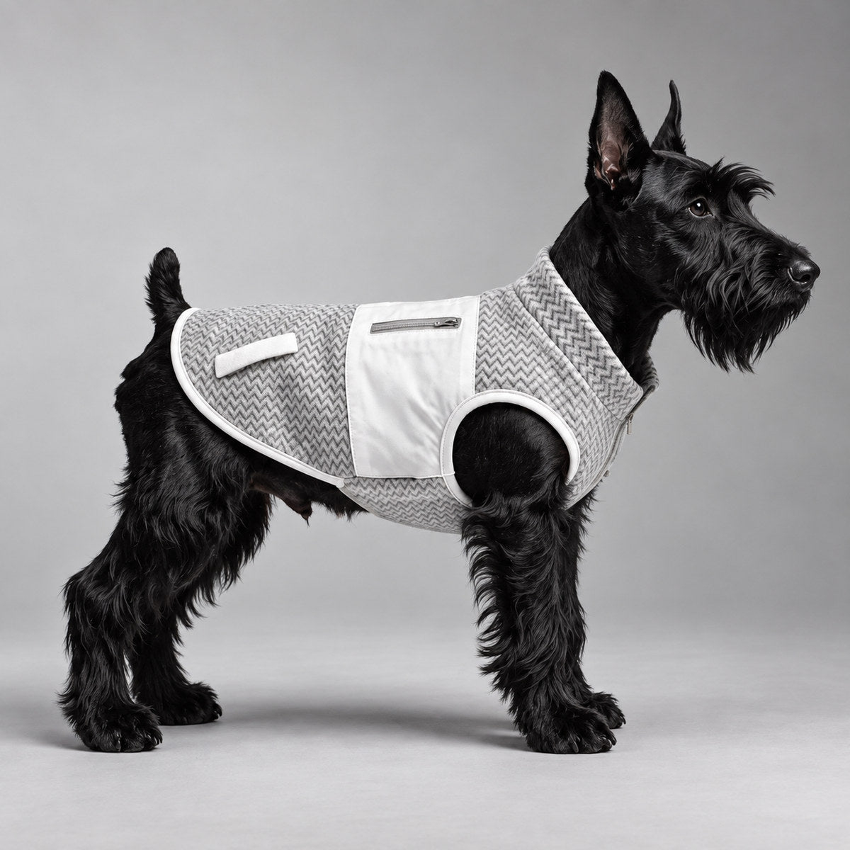 Gray Chevron Fleece Dog Vest
