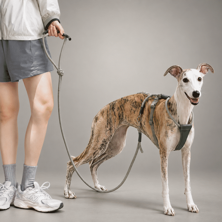 Sighthound Escape-Resistant Leather Rope Dog Harness & Leash Set