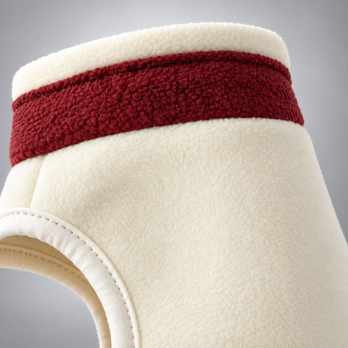 Cream Fleece Dog Vest with Burgundy Zip Detail