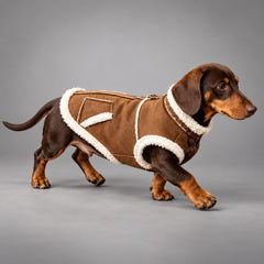 Faux Suede Sherpa Dog Coat