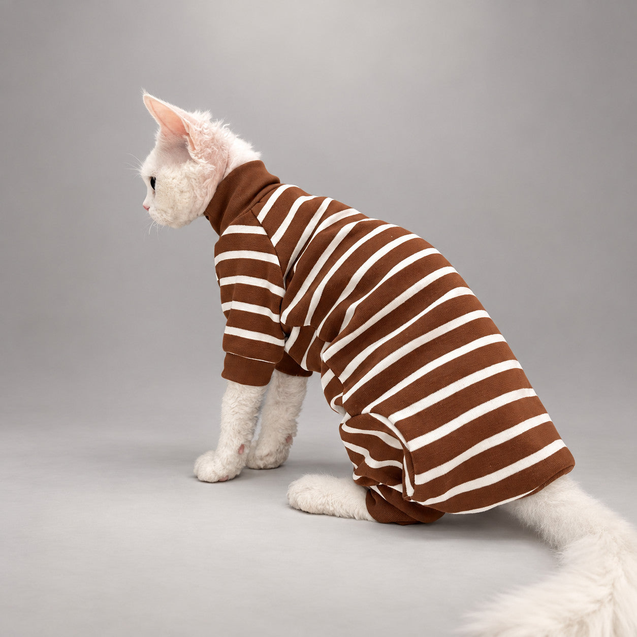 Cocoa Stripe Cotton Cat Jumpsuit