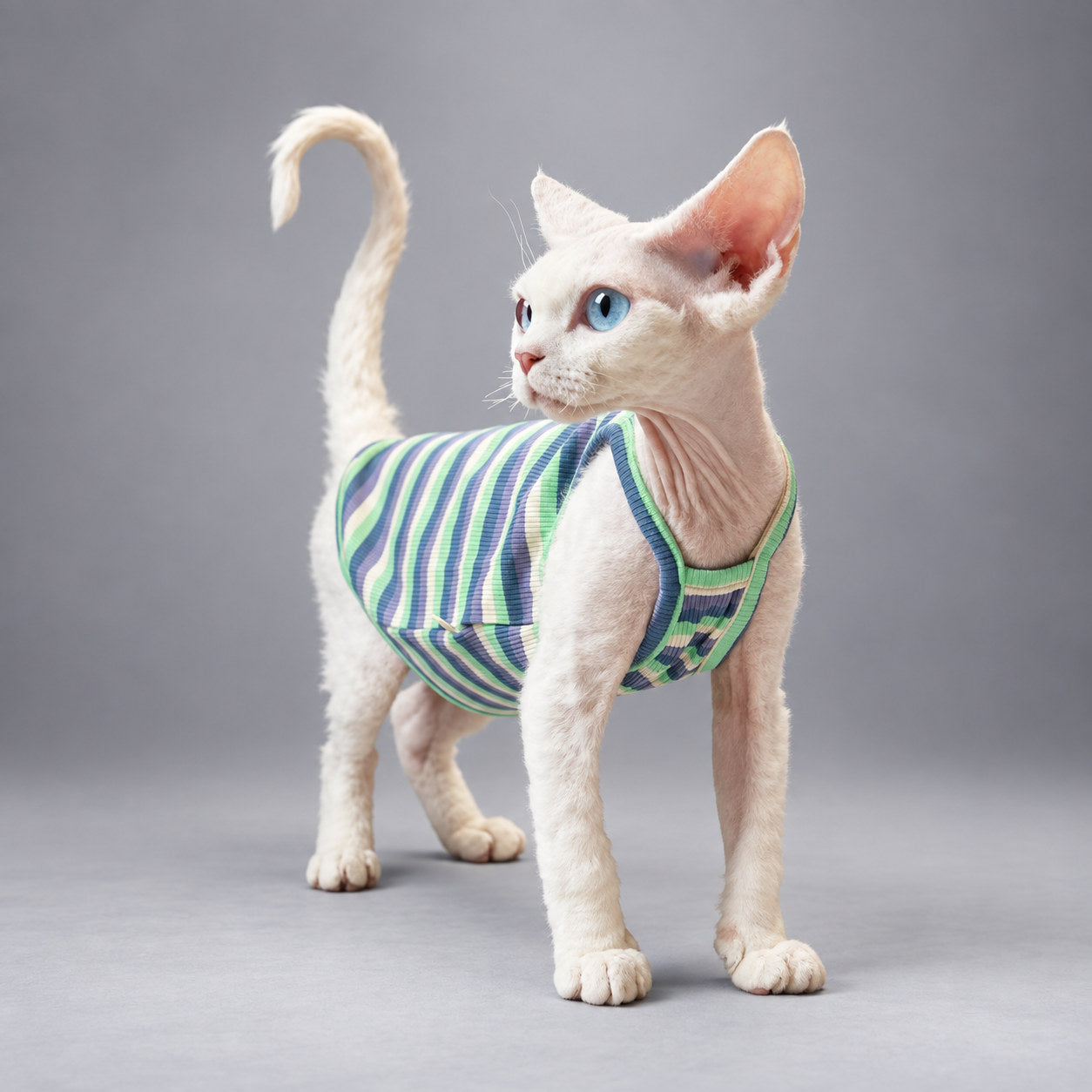 NEKOAN Pastel Stripe Stretch Cotton Cat Vest