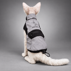 NEKOAN Handmade Cat Windbreaker Vest – Light Gray & Black