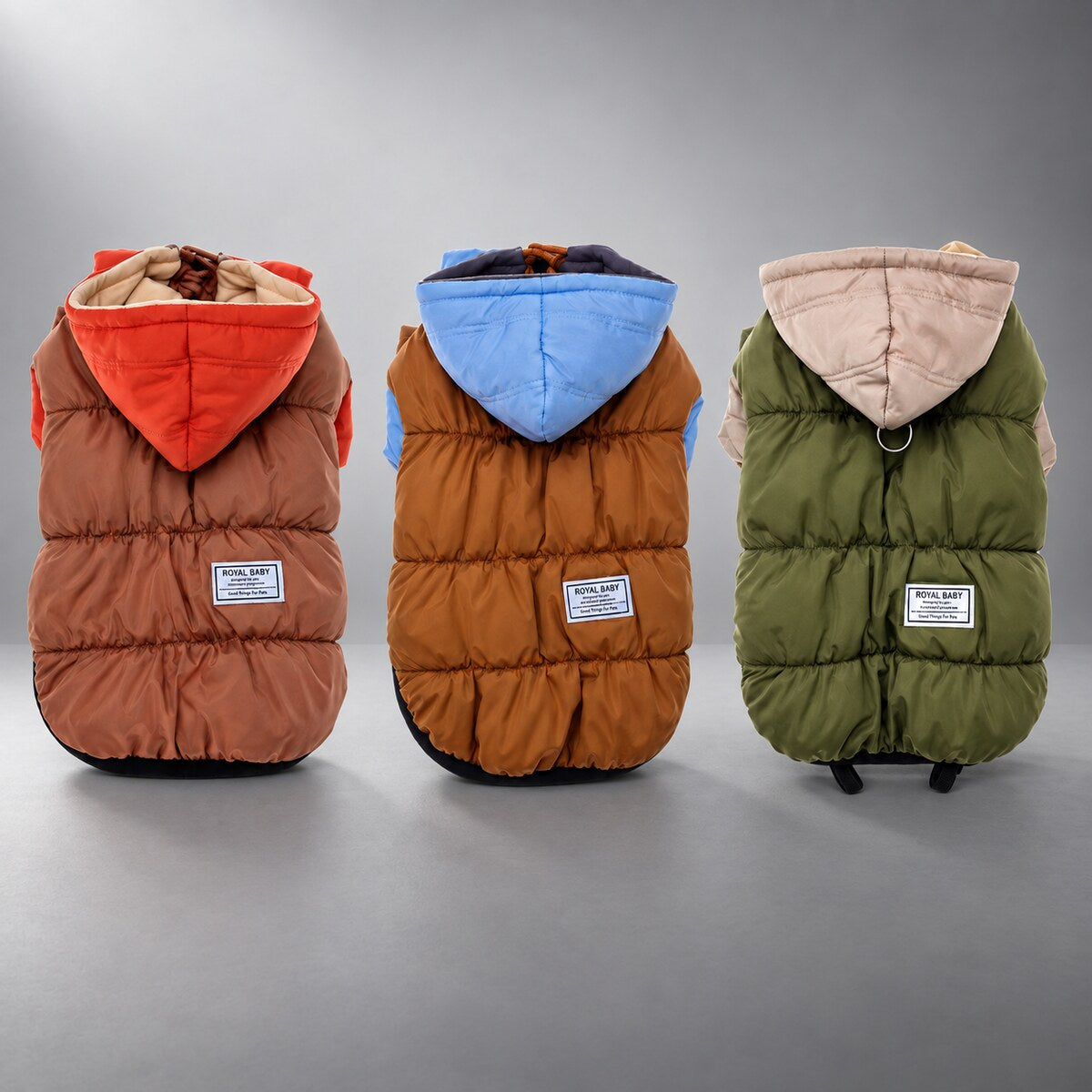 Color-Block Hooded Fleece-Lined Dog Puffer Jacket