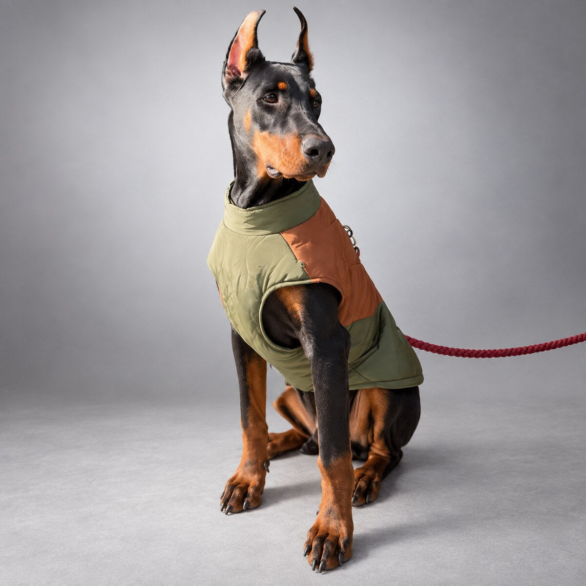 Quilted Dog Vest with Back Zip & Leash Rings