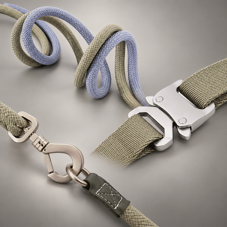 Sighthound Escape-Resistant Leather Rope Dog Harness & Leash Set
