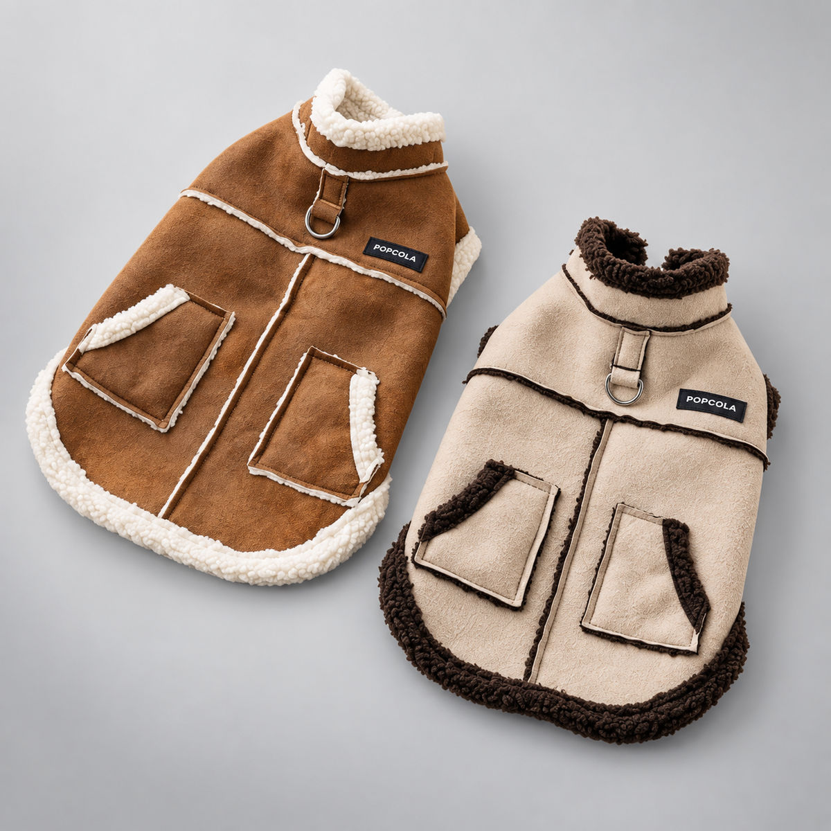Faux Suede Sherpa Dog Coat