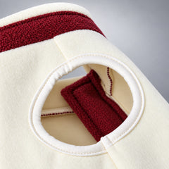Cream Fleece Dog Vest with Burgundy Zip Detail
