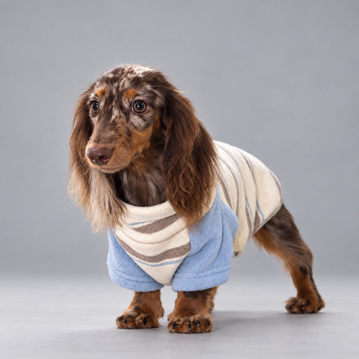 Fleece-Lined Striped Knit Pet Sweater