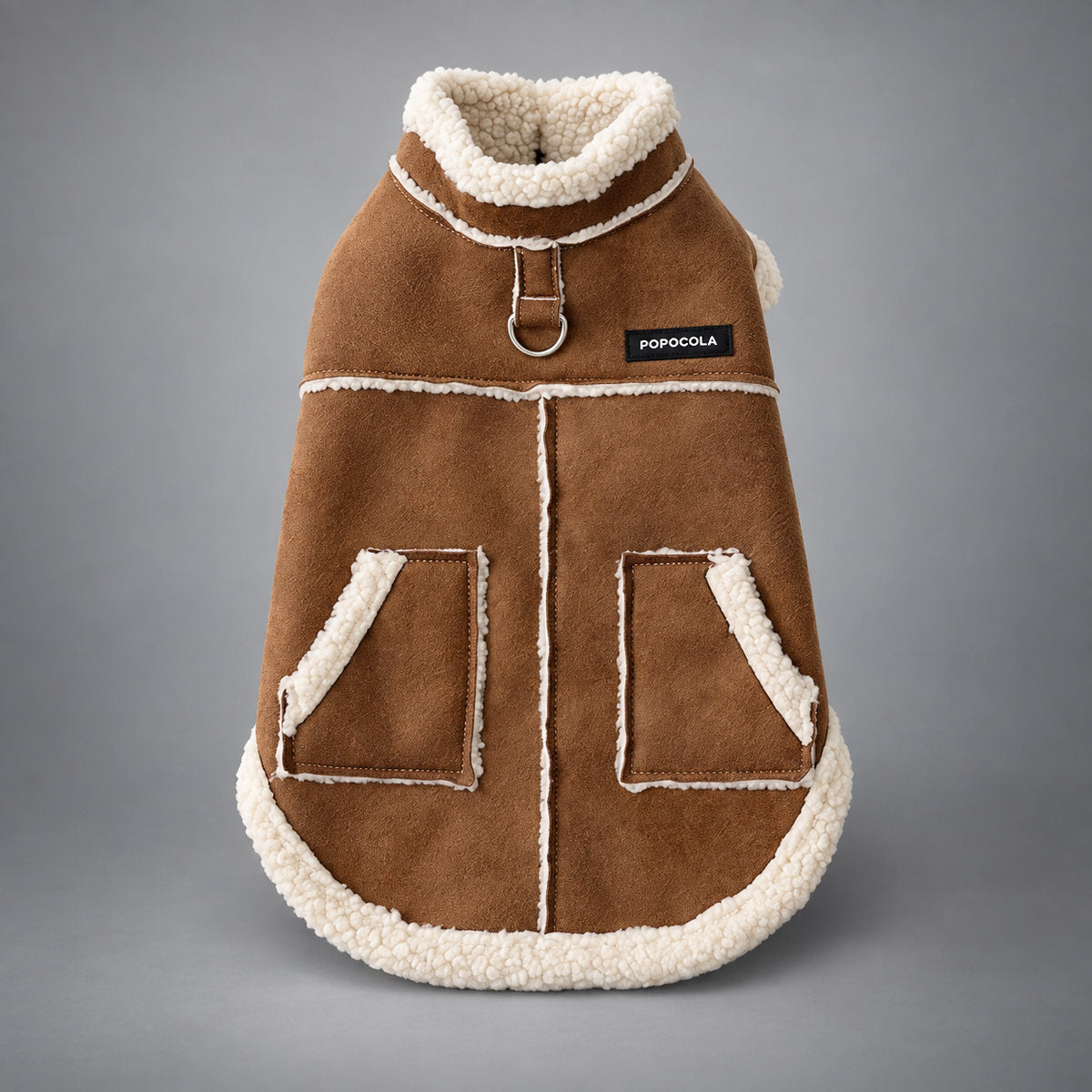 Faux Suede Sherpa Dog Coat