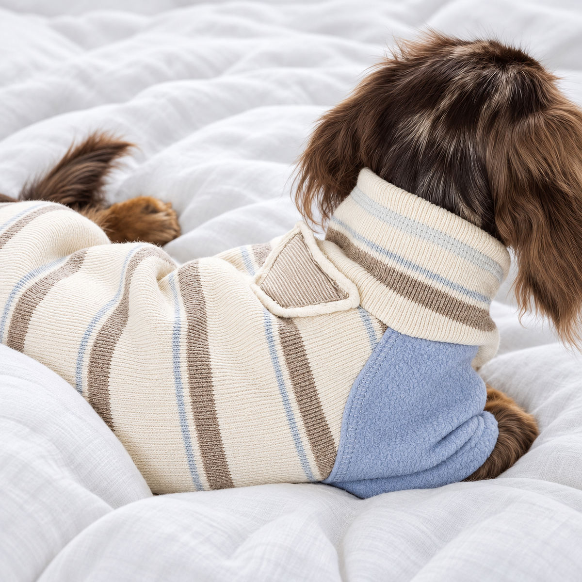 Fleece-Lined Striped Knit Pet Sweater