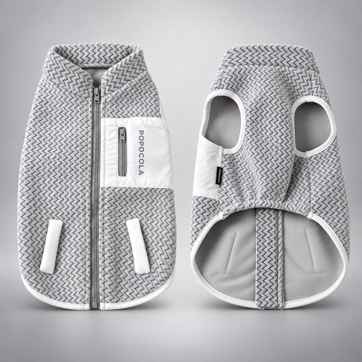 Gray Chevron Fleece Dog Vest