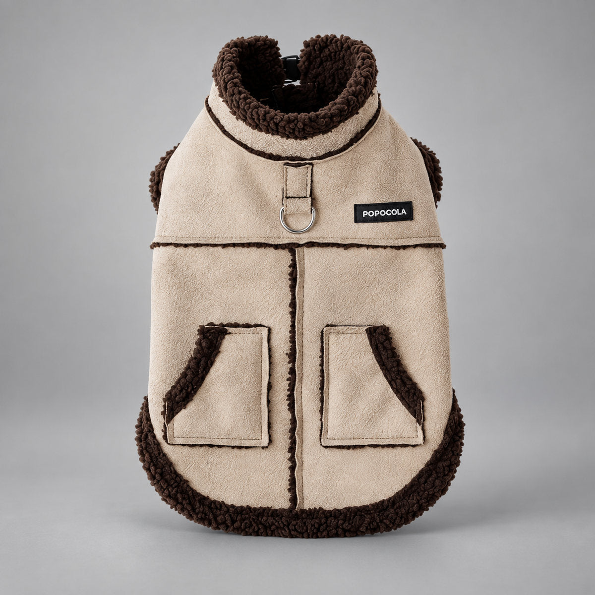 Faux Suede Sherpa Dog Coat