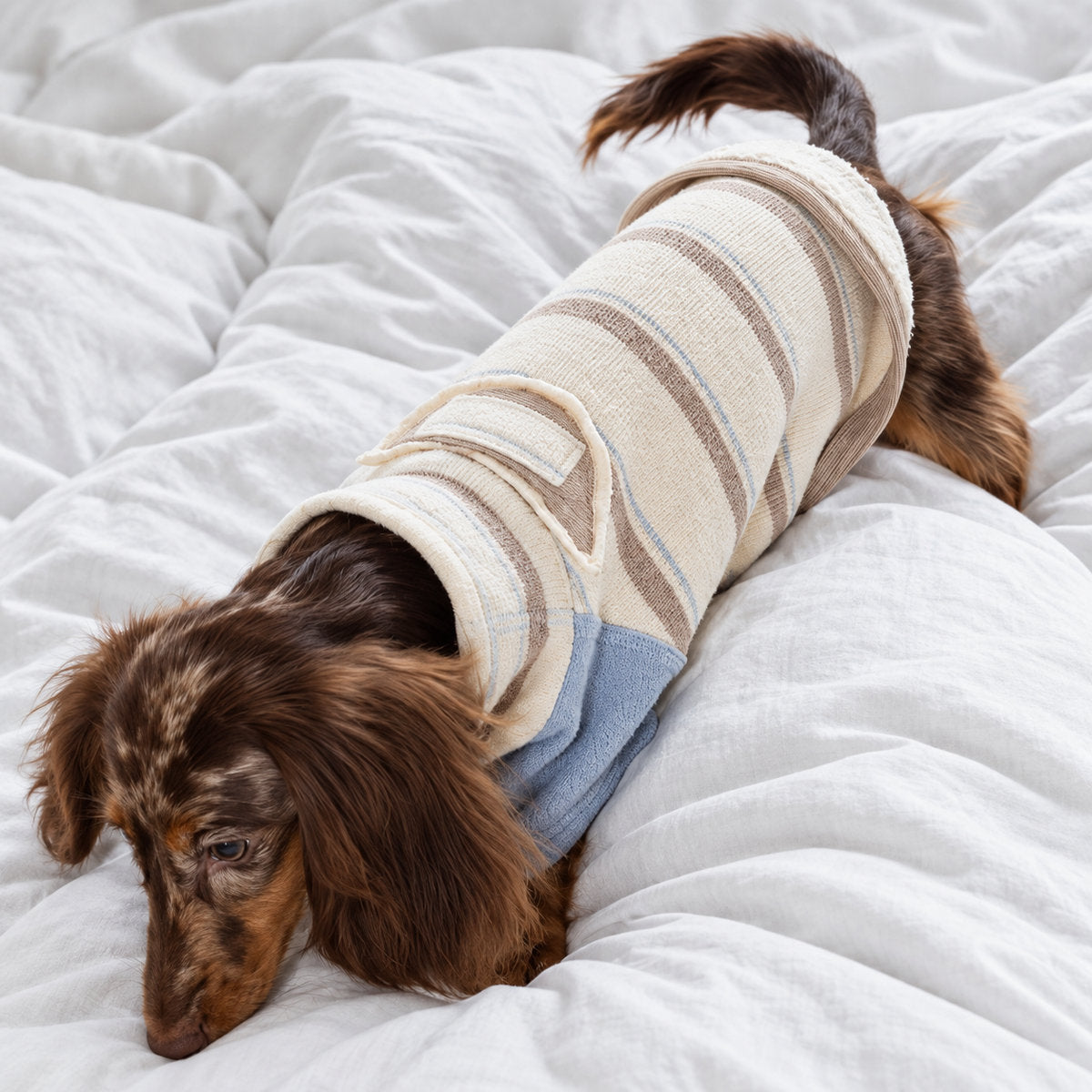 Fleece-Lined Striped Knit Pet Sweater