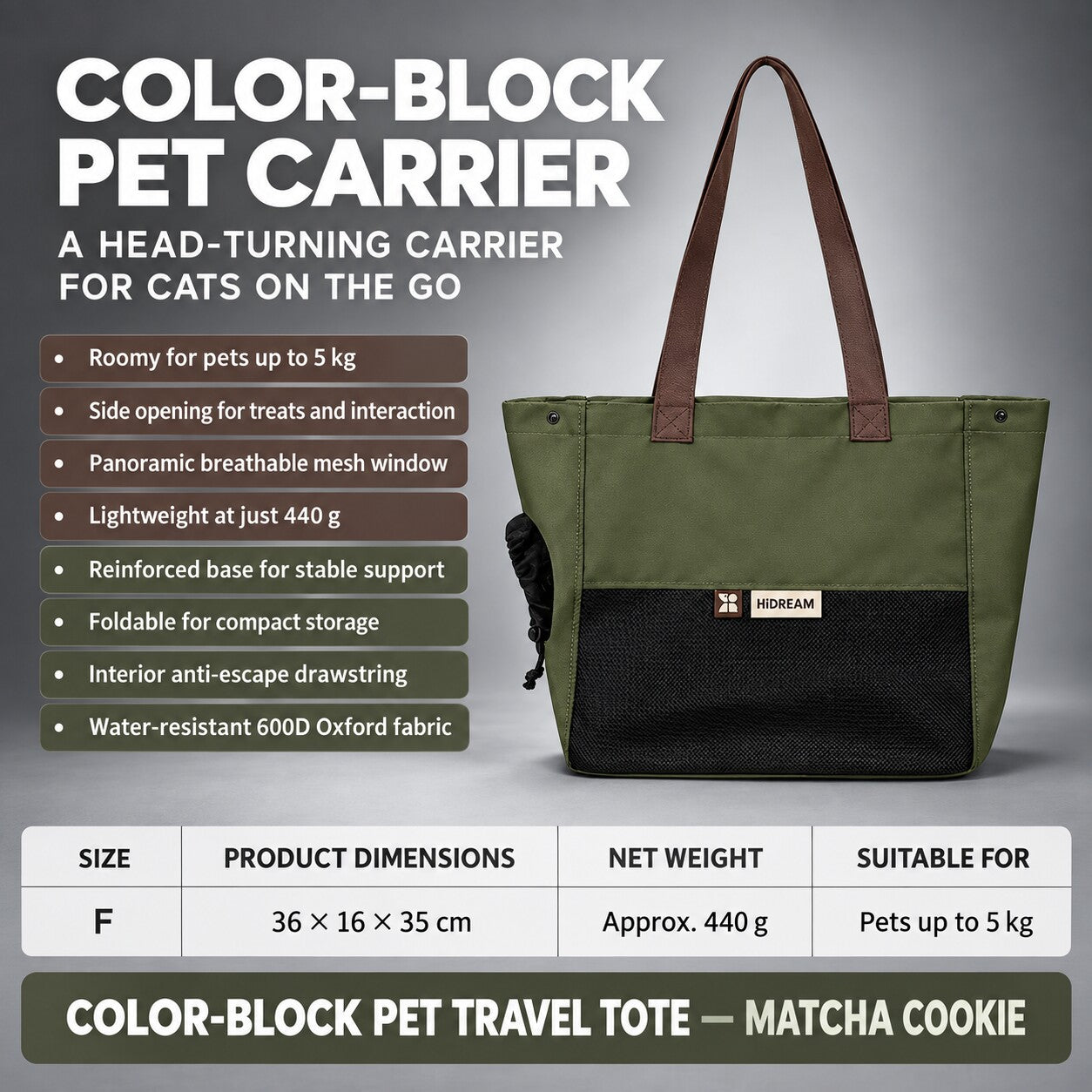 Colorblock Cat Carrier Tote