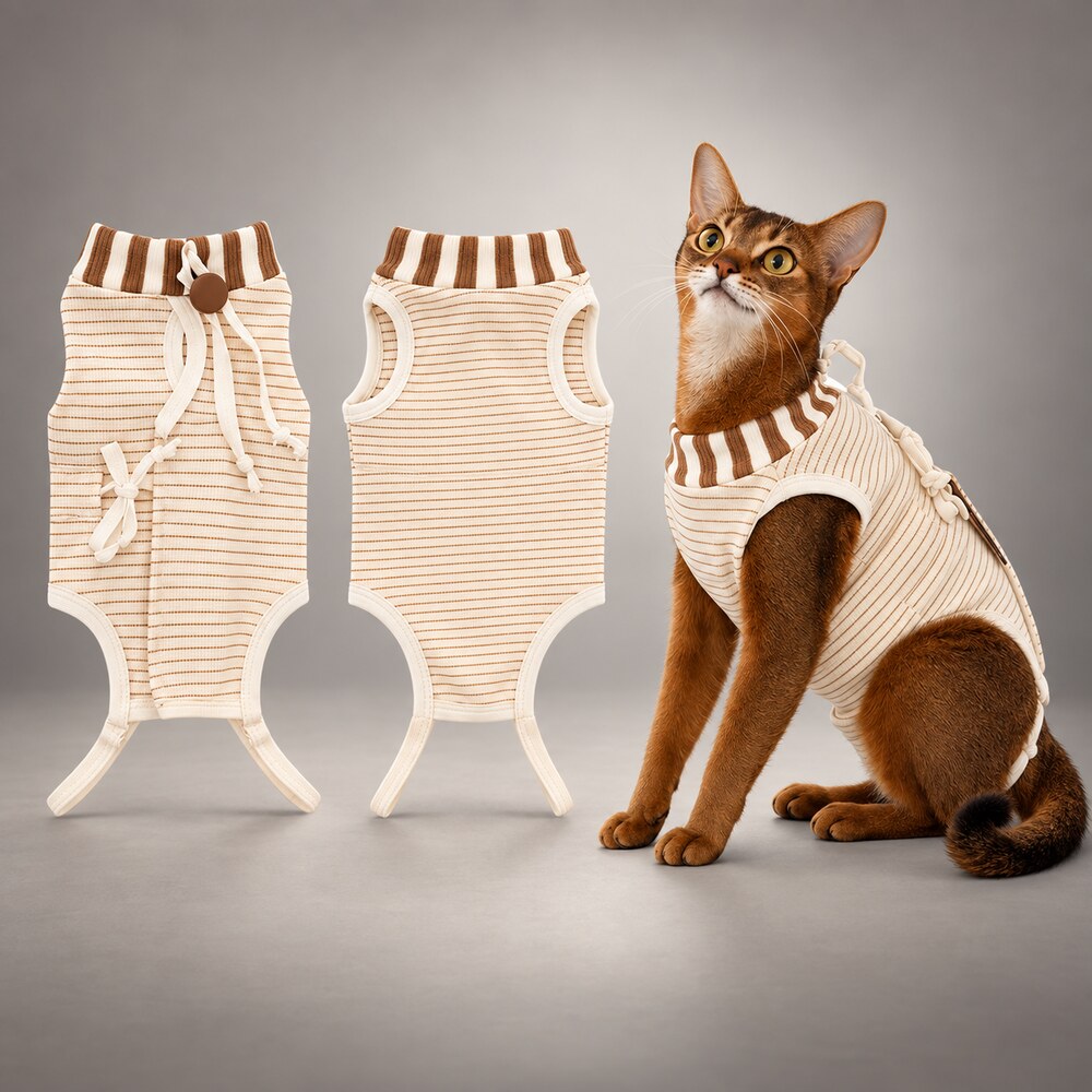Cat Recovery Suit & Soft Flower Collar Set