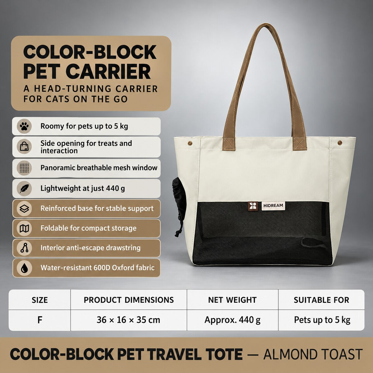 Colorblock Cat Carrier Tote