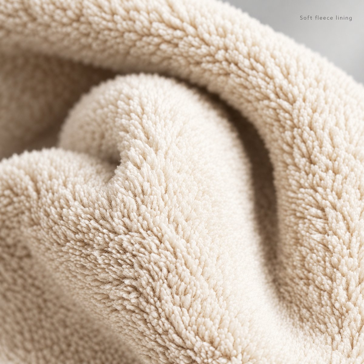 Soft cream polar fleece lining shown in close-up.