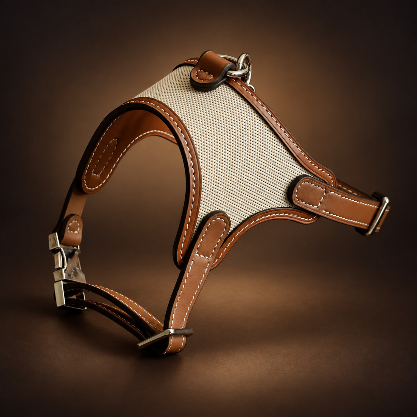 SAGE ÉTOUPE Handcrafted Leather & Woven Dog Harness