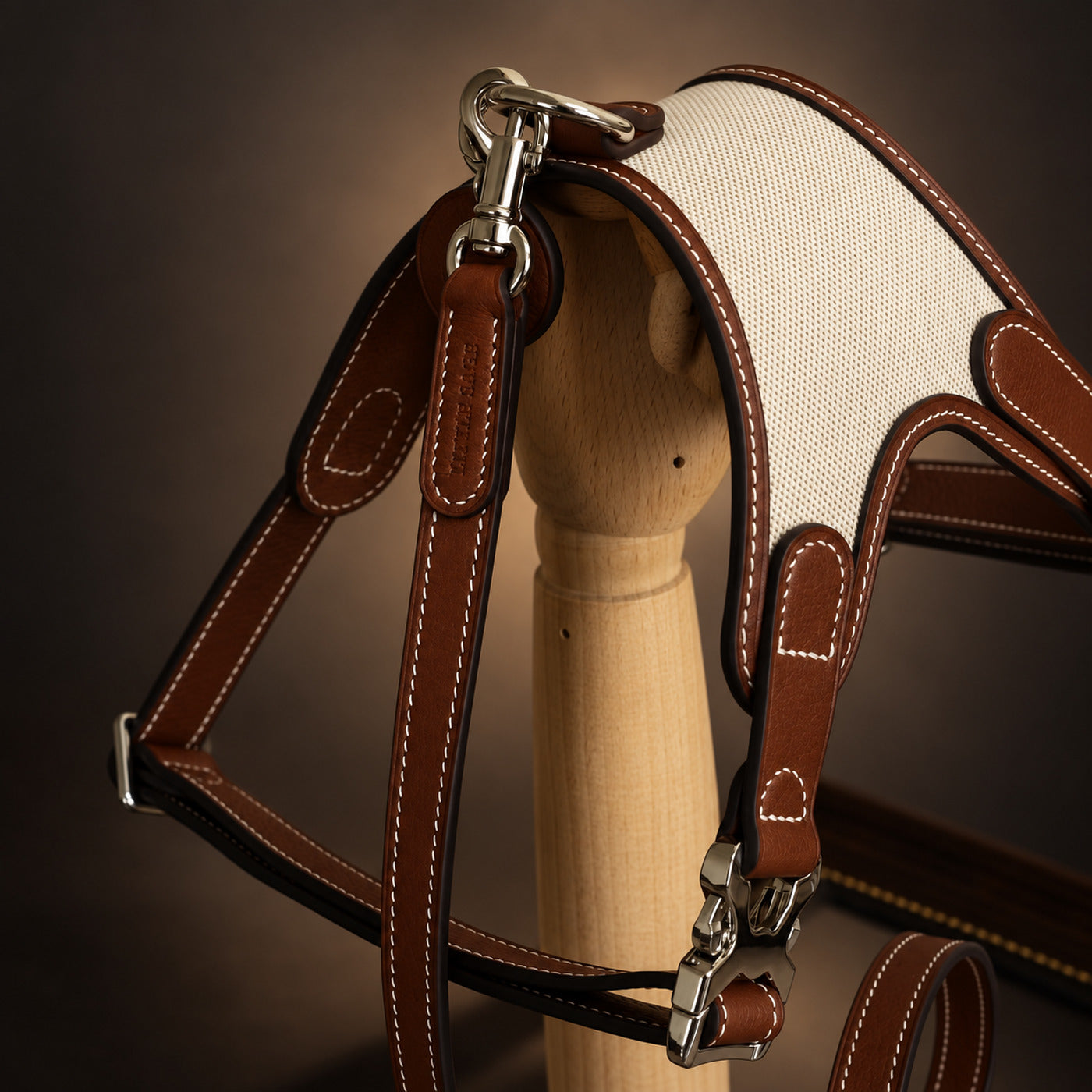 SAGE ÉTOUPE Handcrafted Leather & Woven Dog Harness
