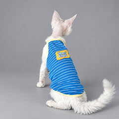 Blue Striped Cotton Cat Shirt