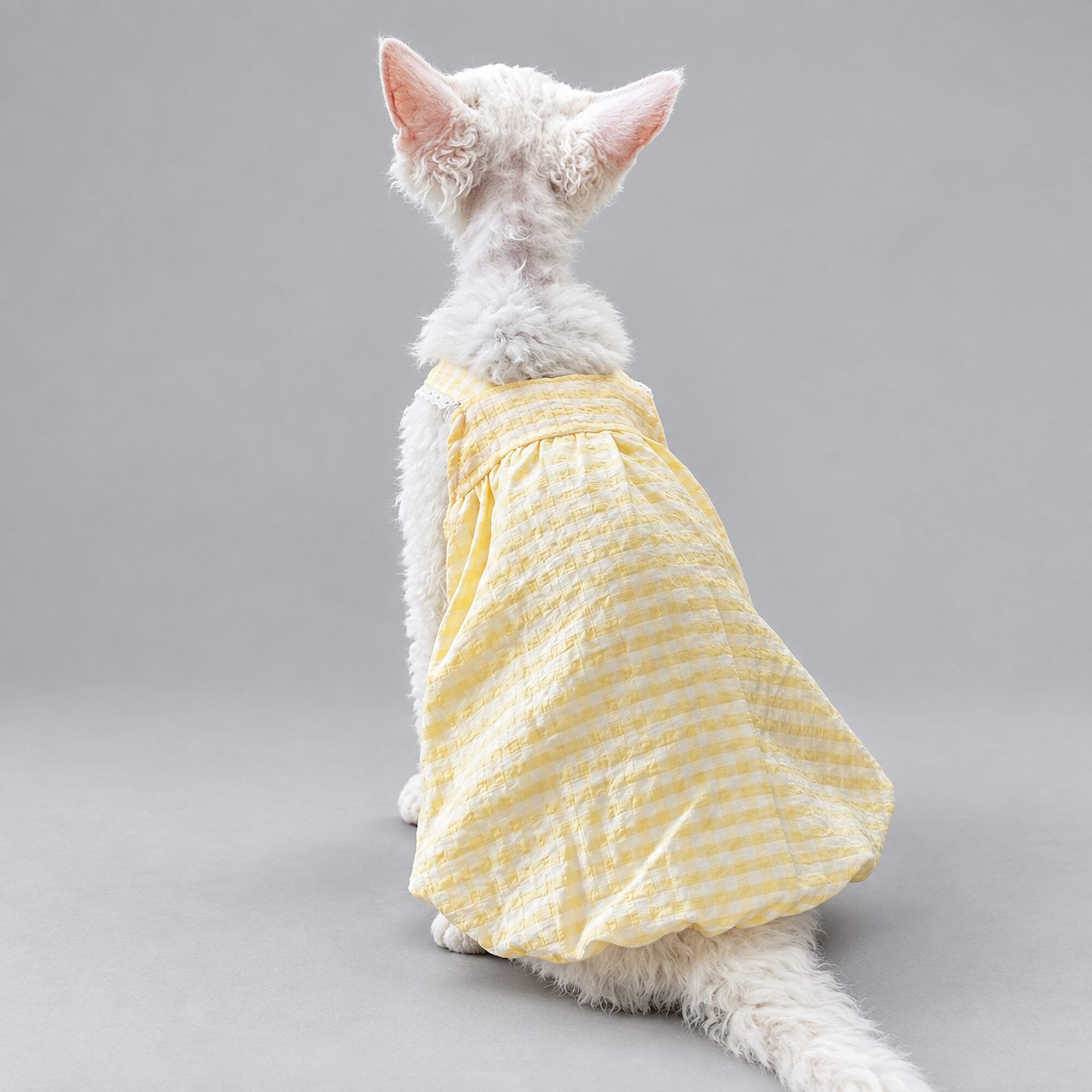 Handmade Yellow Gingham Cat Dress