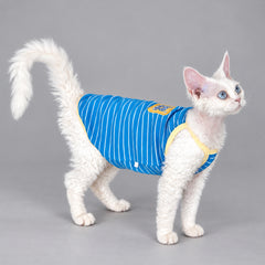 Blue Striped Cotton Cat Shirt