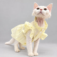 Cream Yellow Ruffle Cat Dress