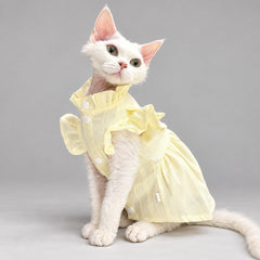 Cream Yellow Ruffle Cat Dress