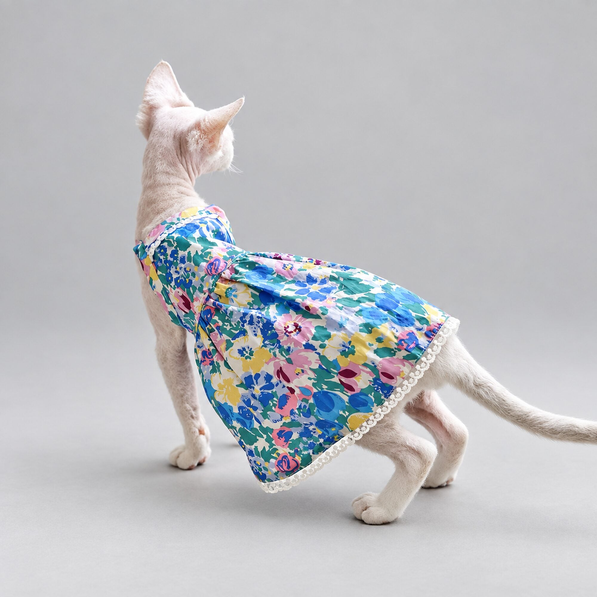 Watercolor Floral Cat Dress