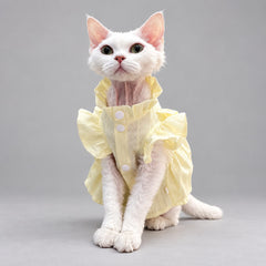 Cream Yellow Ruffle Cat Dress