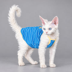 Blue Striped Cotton Cat Shirt