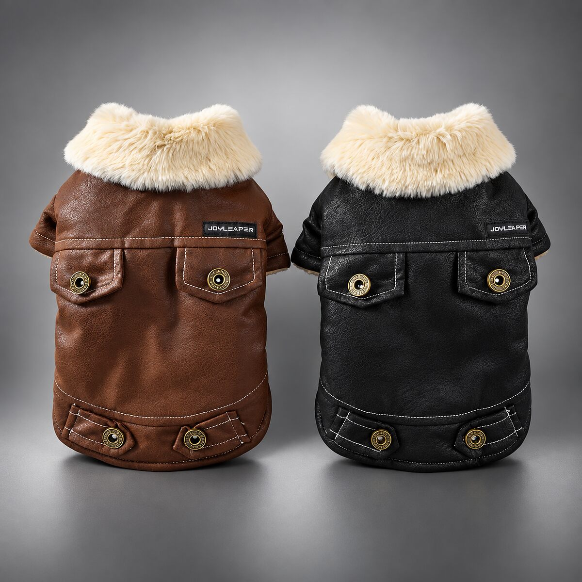 Vintage Faux Leather Shearling Dog Jacket