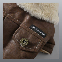 Vintage Faux Leather Shearling Dog Jacket