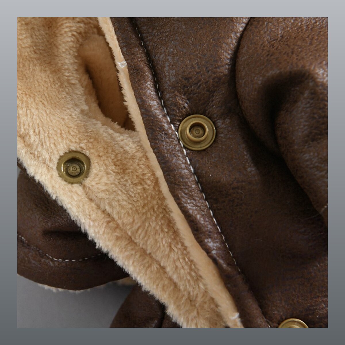 Vintage Faux Leather Shearling Dog Jacket