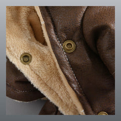 Vintage Faux Leather Shearling Dog Jacket